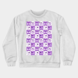 Frenchies with Glasses Pattern Purple Crewneck Sweatshirt